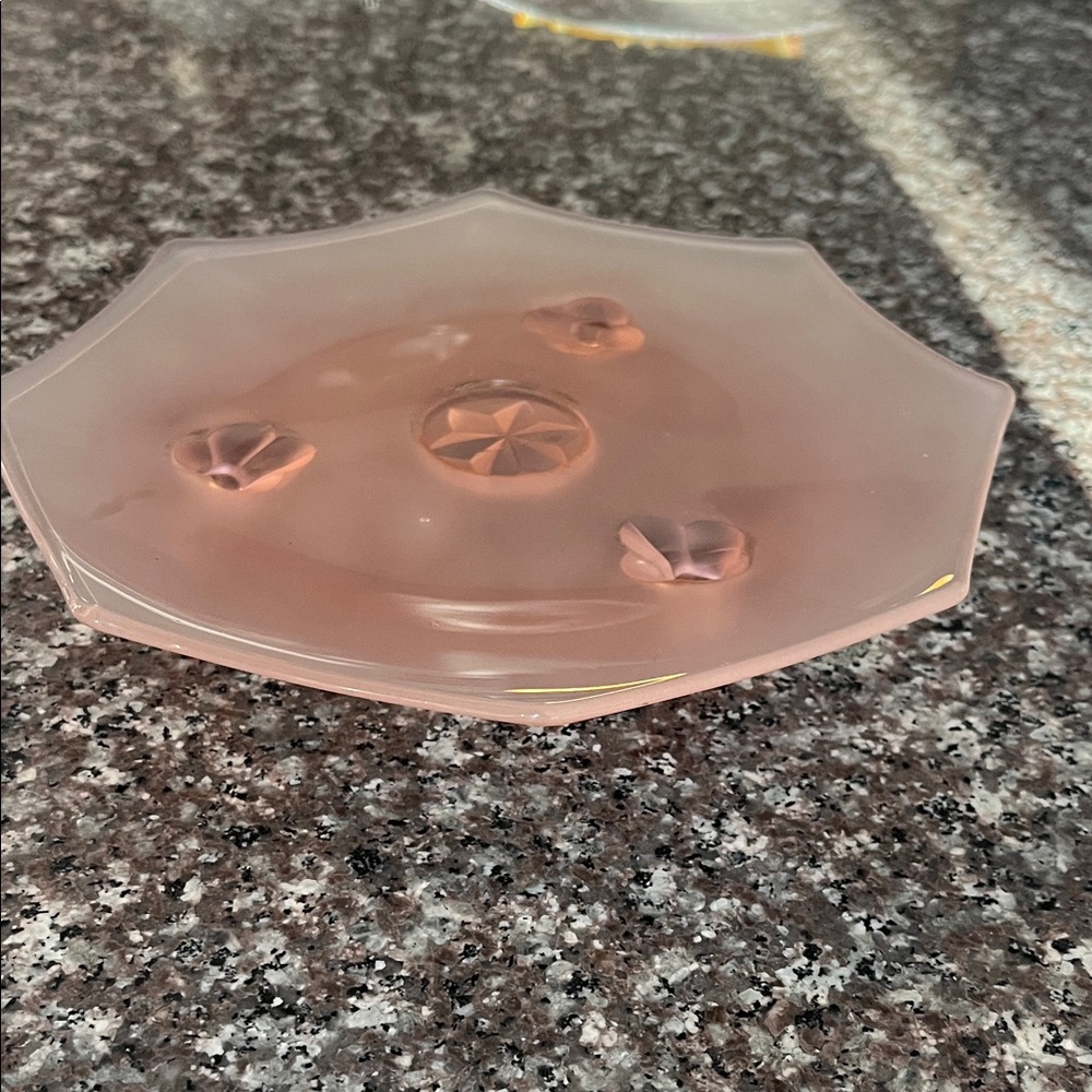 Pink depression, glass bonbon plate